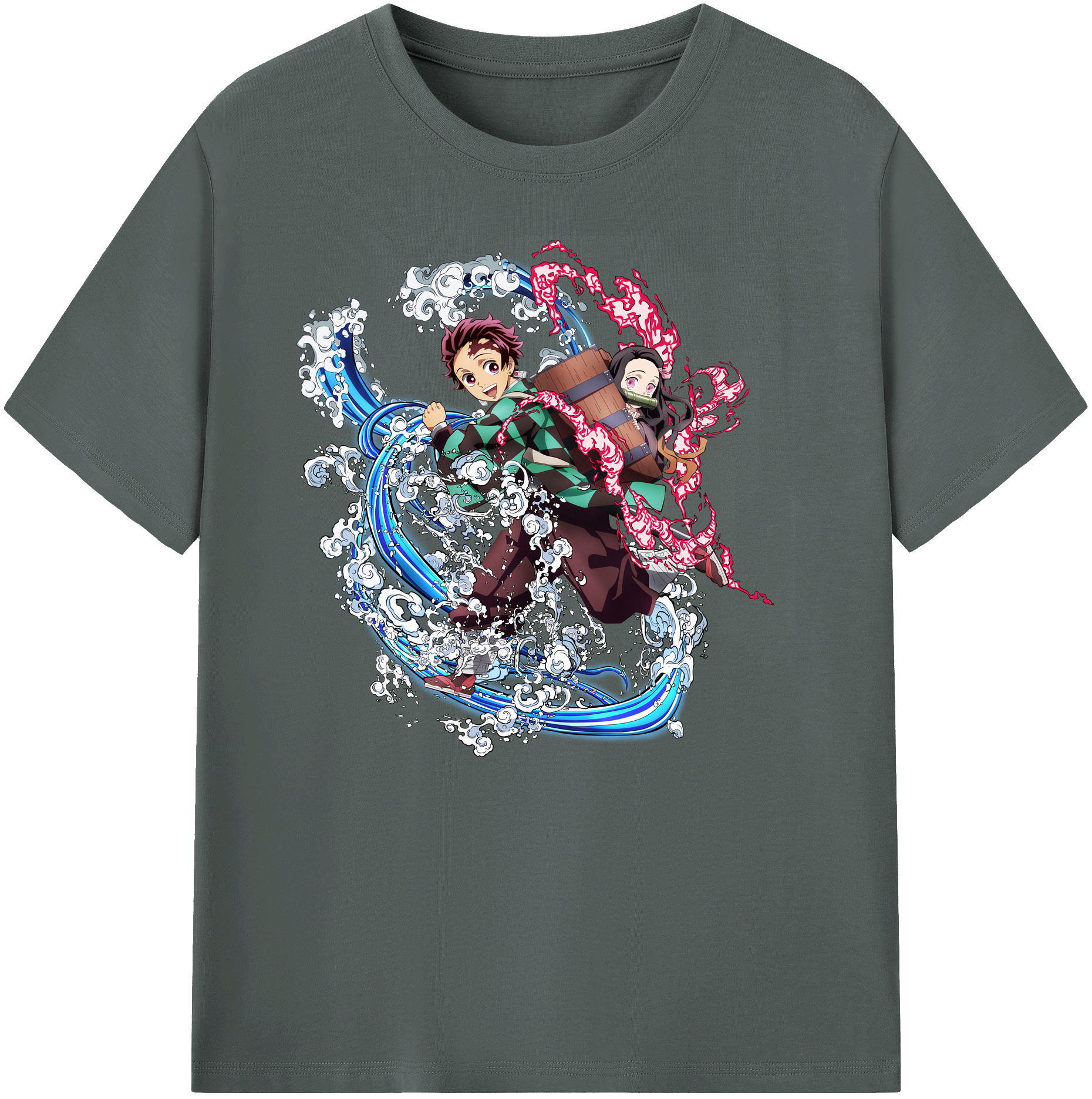 （画像用） 鬼滅の刃（きめつのやいば）竈門 禰󠄀豆子／かまど ねずこ Kamado Nezuko 綿100％ メンズ半袖Tシャツ｜肌触りやわらか＆通気性